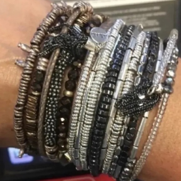Stella & Dot Celine Wrap Bracelet Silver Beaded - Picture 6 of 9